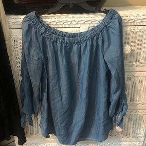 Crown & Ivy Blue Over the shoulder shirt